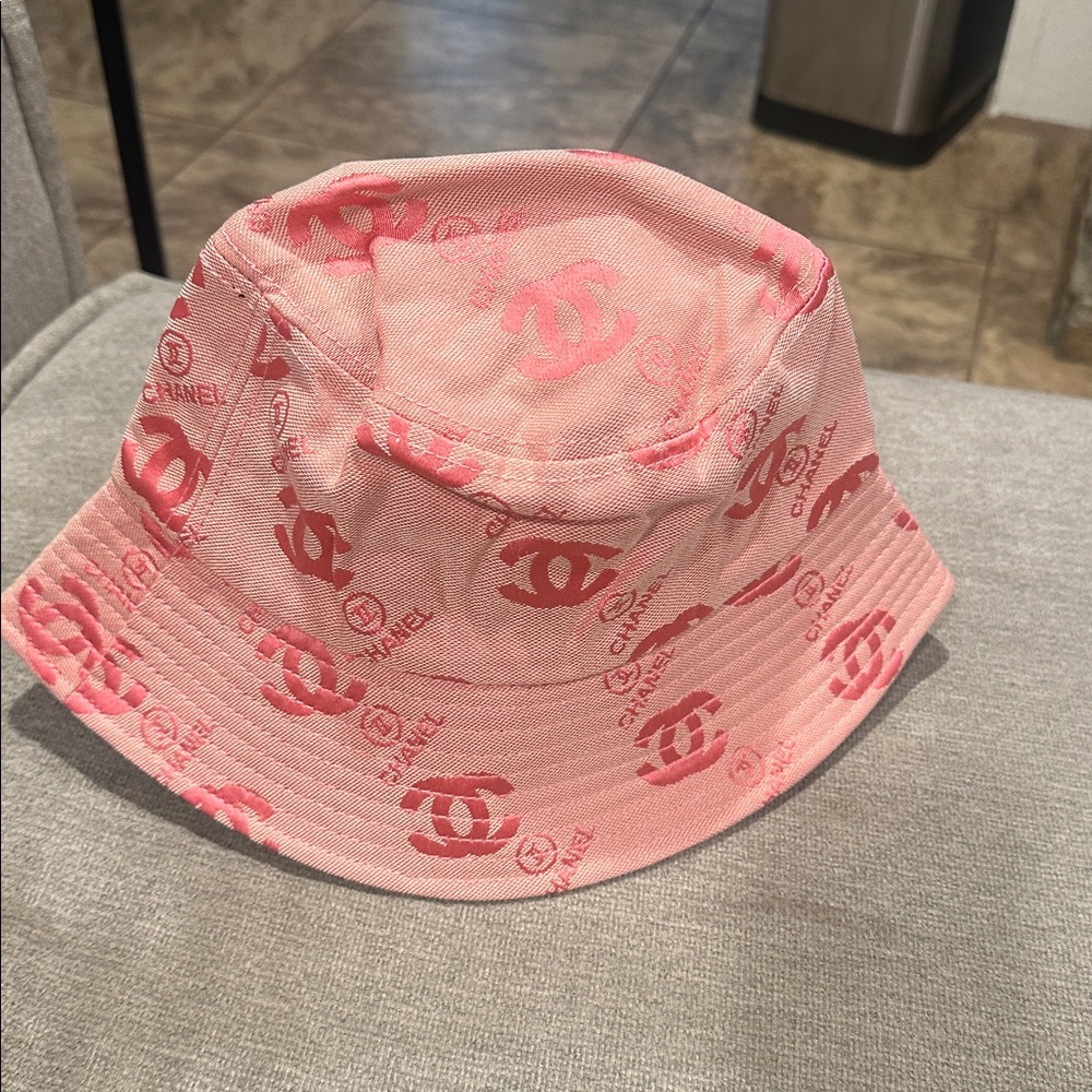 Chanel Pink Logo Bucket Hat